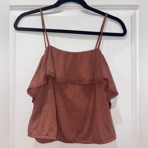 American Eagle Terracotta Lace Trim and Ruffle Tank Top
